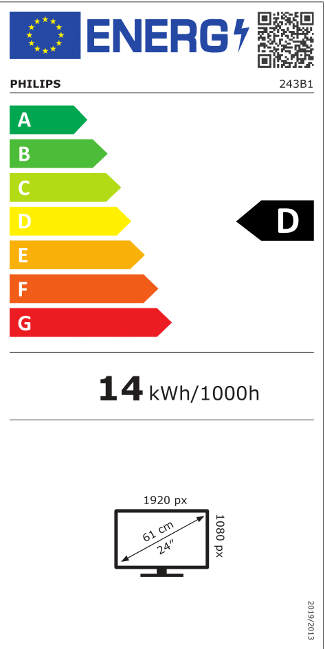 Philips 23,8" 243B1 FHD IPS DP/HDMI/USB monitor (Használt A)