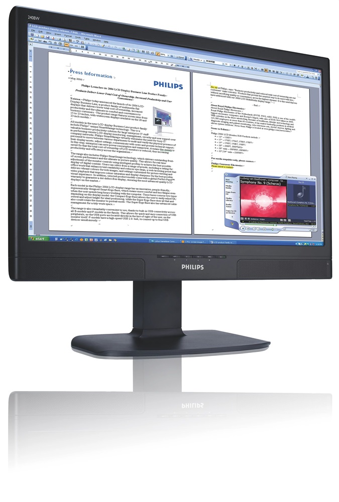 Philips 24" 240BW8 WUXGA TN DVI/VGA monitor (Használt A)