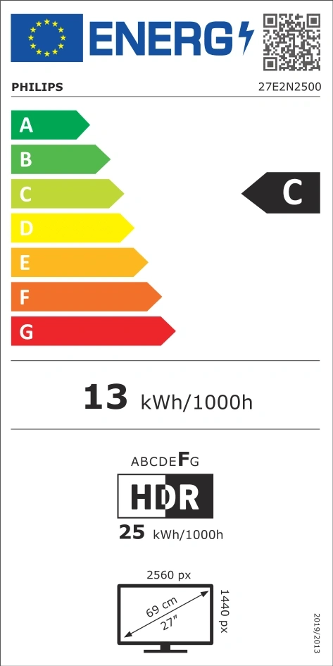 Philips 27" 27E2N2500/00 QHD IPS 120Hz HDMI/DP monitor
