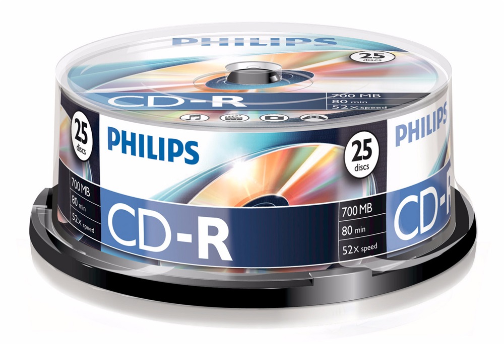 Philips CD-R80CB 52x cake box lemez 25db/csomag
