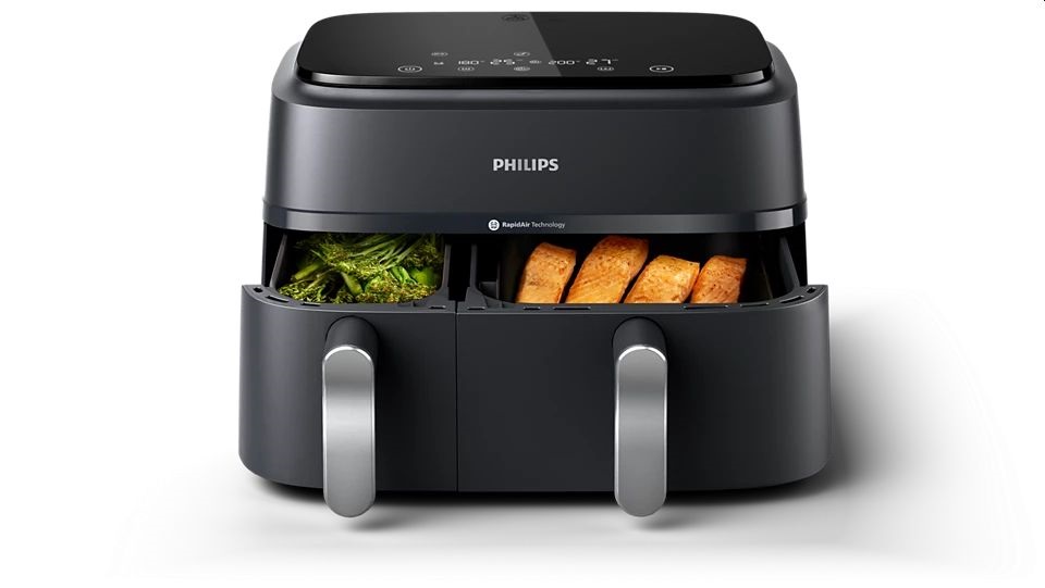 Philips DualBasket NA351/00 fekete 9 L forrólevegős sütő