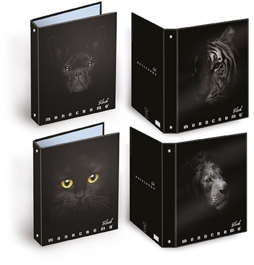 Pigna Monocromo Black A4 4 gyűrűs 30mm gerincszélességű gyűrűs könyv