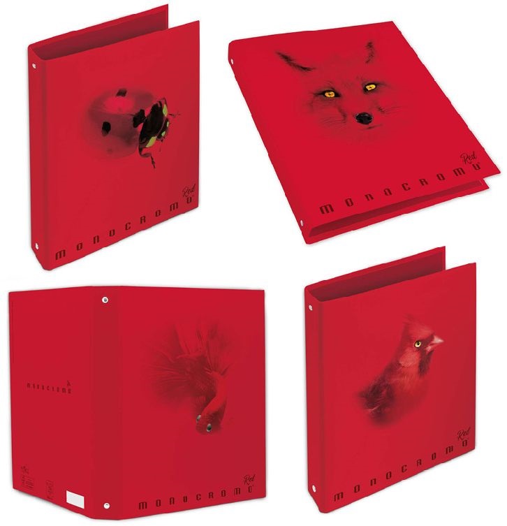 Pigna Monocromo Red A4 4 gyűrűs 40 mm gerinccel gyűrűs könyv