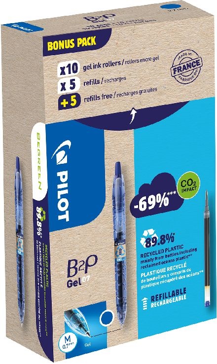 Pilot B2P Greenpack 10 db kék betéttel zseléstoll