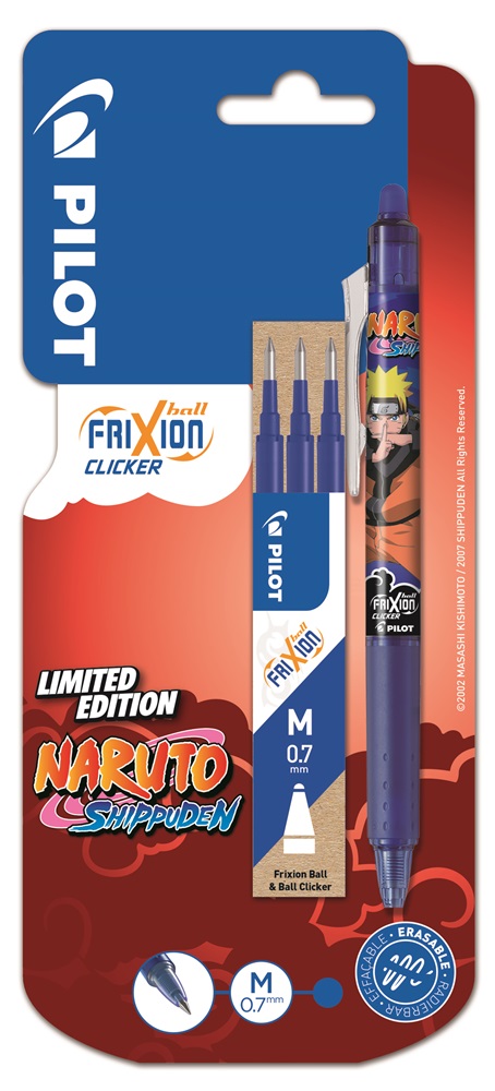 Pilot FriXion 07 betétszett kék + NARUTO SHIPPUDEN Limitált kiadás FR Clicker rollerirón