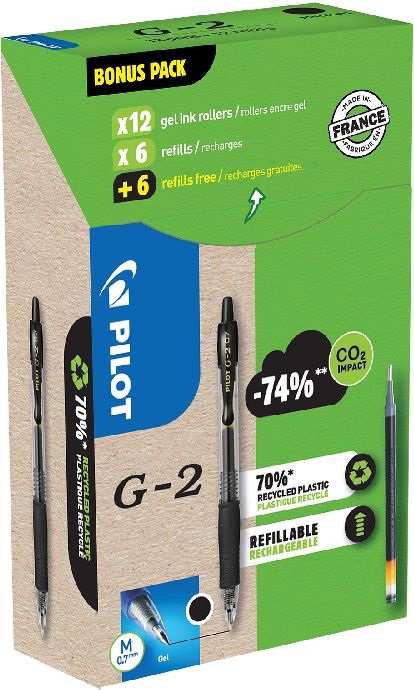 Pilot G2 Greenpack  0,7mm 12 db fekete betéttel zseléstoll