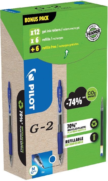 Pilot G2 Greenpack 0,7mm 12db kék betéttel zseléstoll