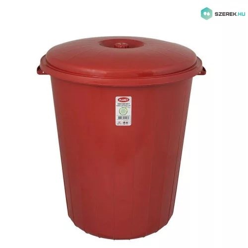 Planet Eco 50 literes műanyag, kerek, fedéllel piros szemetes kuka