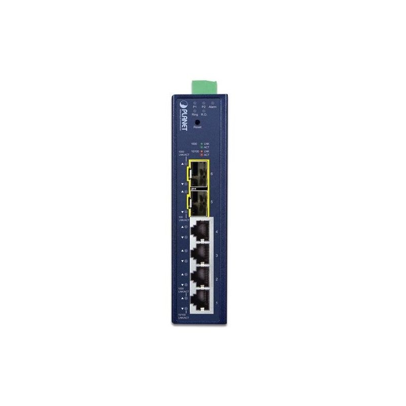 Planet IGS-4215-4T2S DIN sínre szerelhető 4x GbE LAN 2x SFP port L2 menedzselhető ipari switch