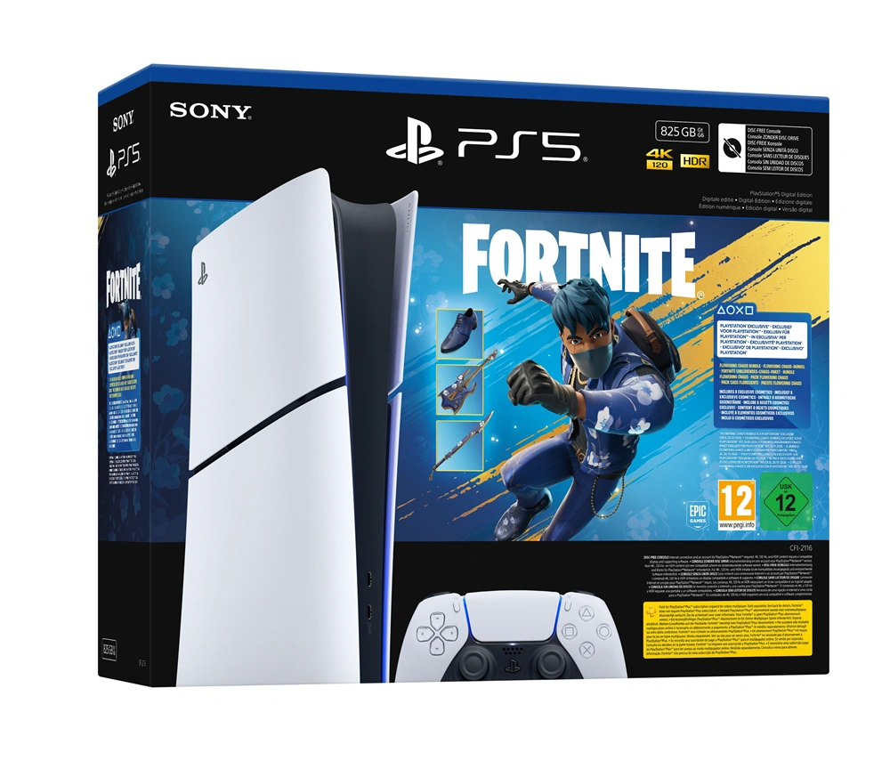 PlayStation®5 Digital Edition (slim) E-Chassis Fortnite Flowering Chaos Bundle játékkonzol csomag