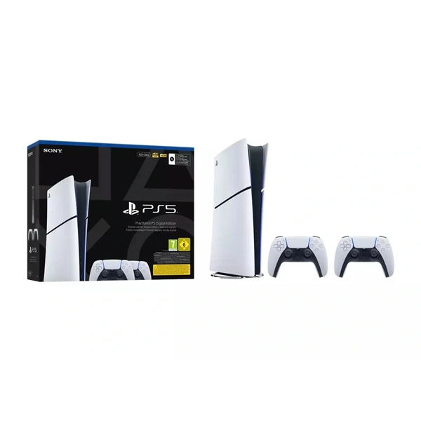PlayStation®5 Digital Edition (slim) E-Chassis játékkonzol + 2db DualSense™ vezeték nélküli kontroller