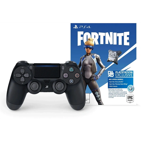 PlayStation 4 Dualshock 4 V2 Black fekete kontroller + Fortnite Neo Versa csomag
