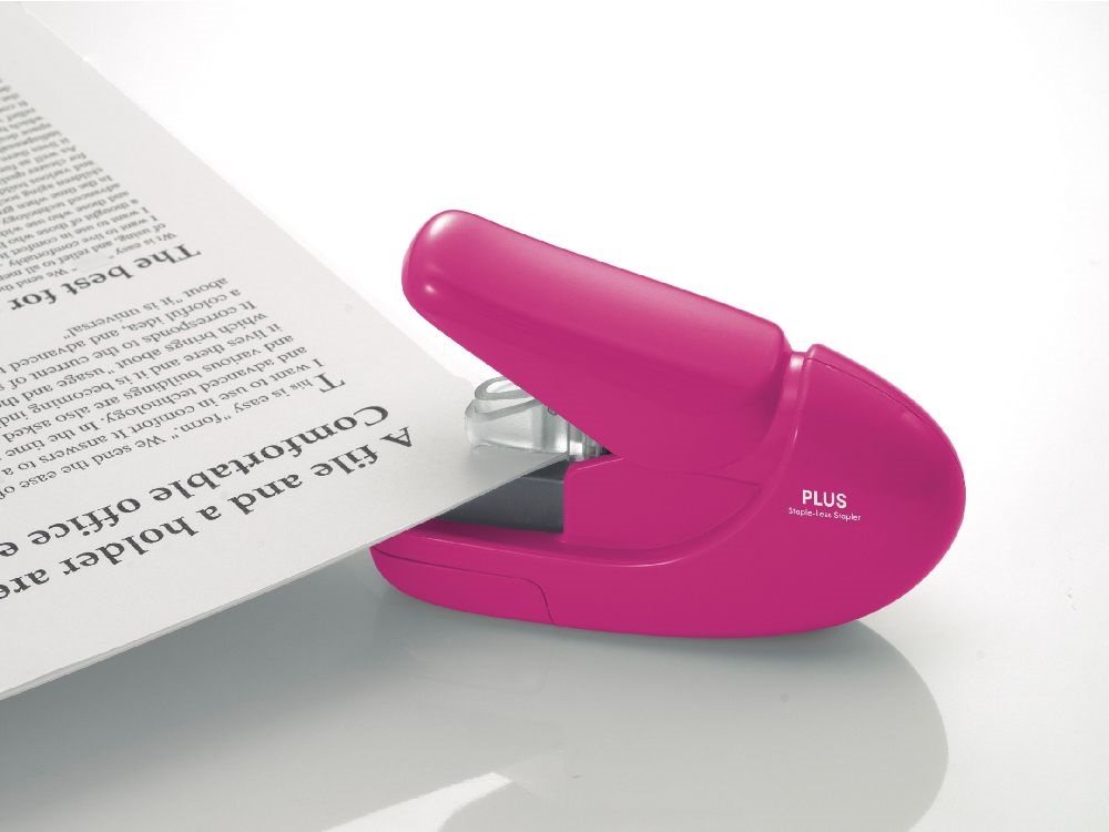 Plus Japan kézi kapocsmentes pink tüző- és lyukasztógép