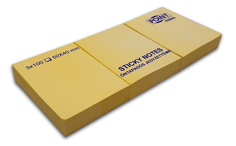 Point 40x50 3db/csomag sárga öntapadós jegyzettömb