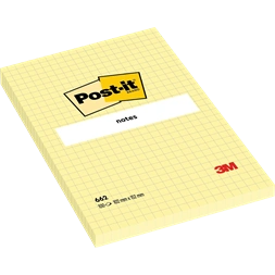Post-it 102x152mm kockás öntapadós sárga jegyzettömb 100% PEFC, SGSCH-PEFC-COC-110078