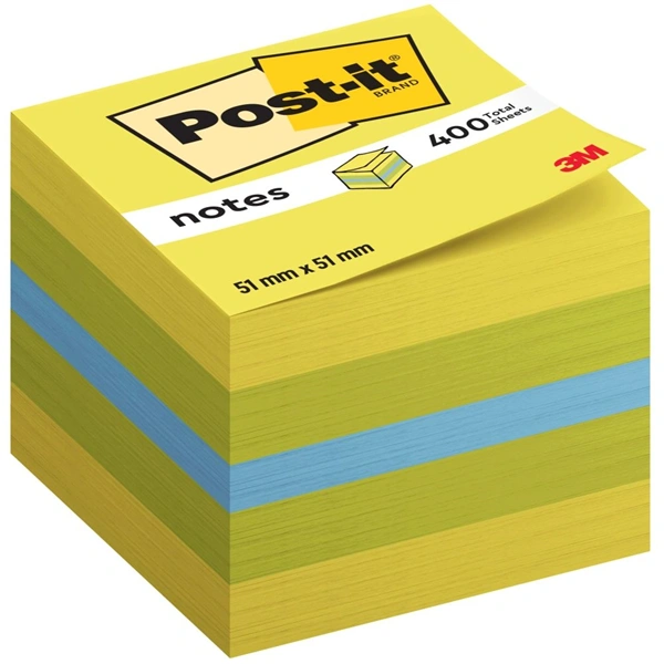 Post-it 2051-L 51x51mm mini öntapadós vegyes lime kockatömb 100% PEFC, SGSCH-PEFC-COC-110078