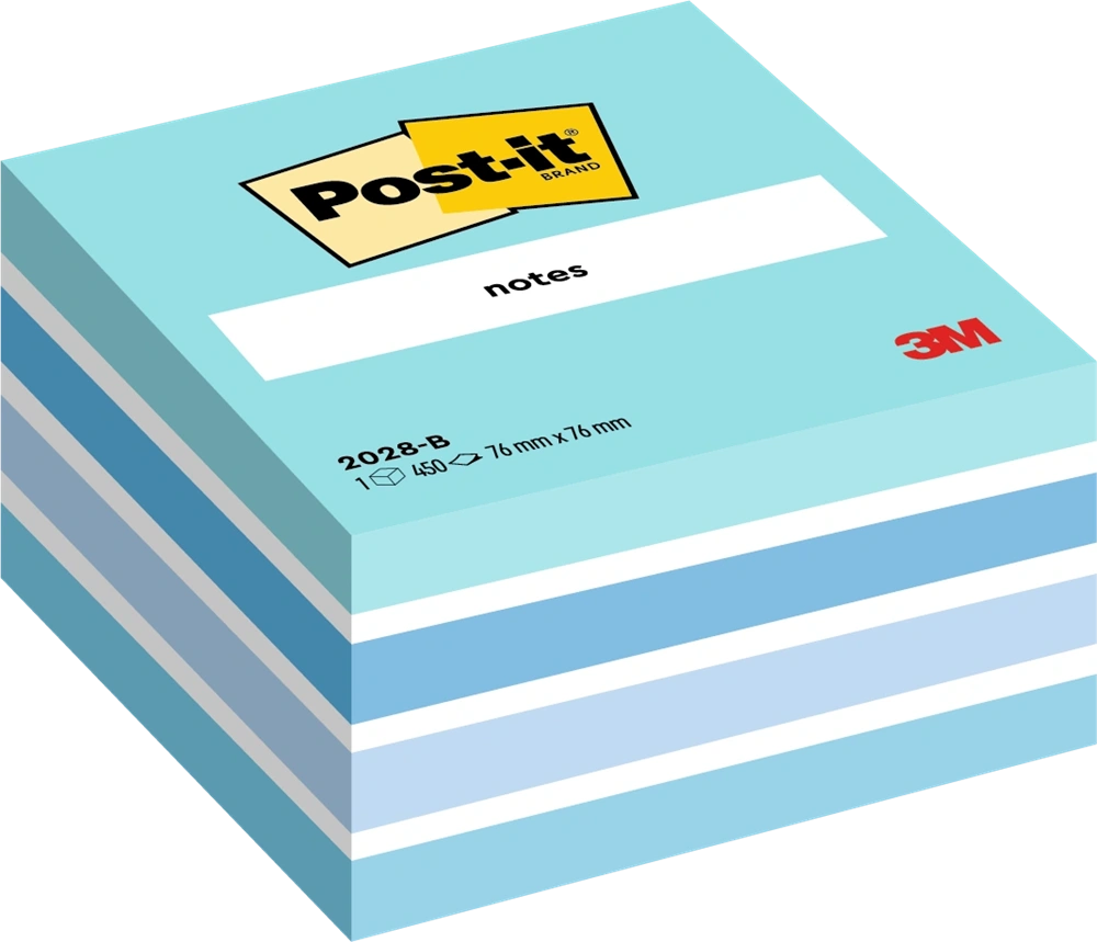 Post-it 76x76mm 2028 B pasztellkék 450 lap kockatömb 100% PEFC, SGSCH-PEFC-COC-110078