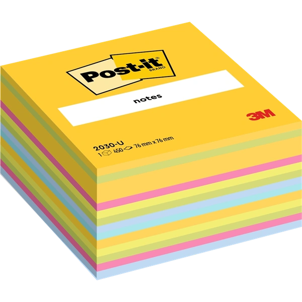 Post-it 76x76mm 450lapos ultra öntapadós szivárványszínű kockatömb 100% PEFC, SGSCH-PEFC-COC-110078