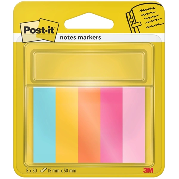 Post-it Beachside 15x50mm  5x50lap vegyes jelölőlap 100% PEFC, SGSCH-PEFC-COC-110078