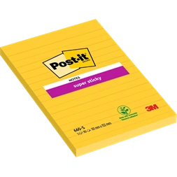 Post-it Super Sticky 102x152mm vonalas 90 lapos nárciszsárga jegyzettömb (Újszerű)