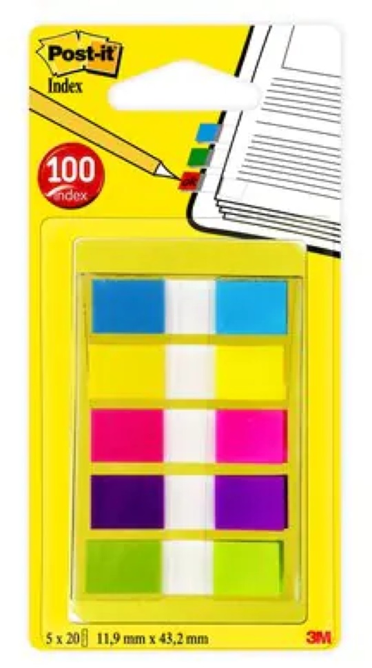 Post-it 12×43mm 5×20lap élénk színű keskeny jelölőcímke