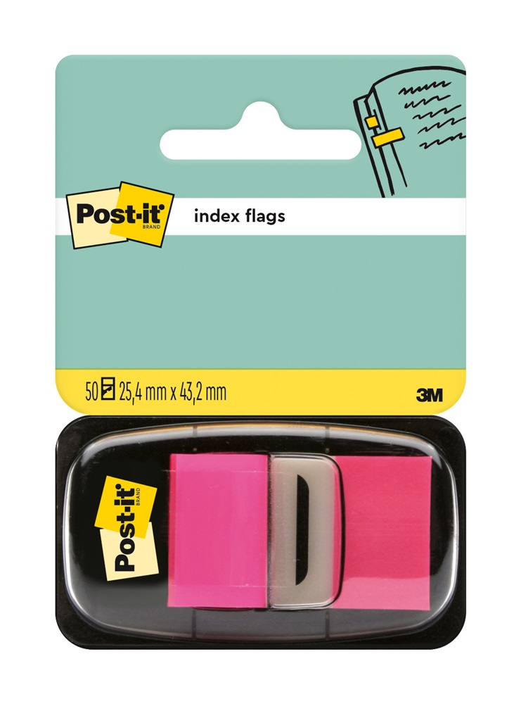 Post-it 680-21 25x43mm öntapadós 50db rózsaszín jelölőcímke