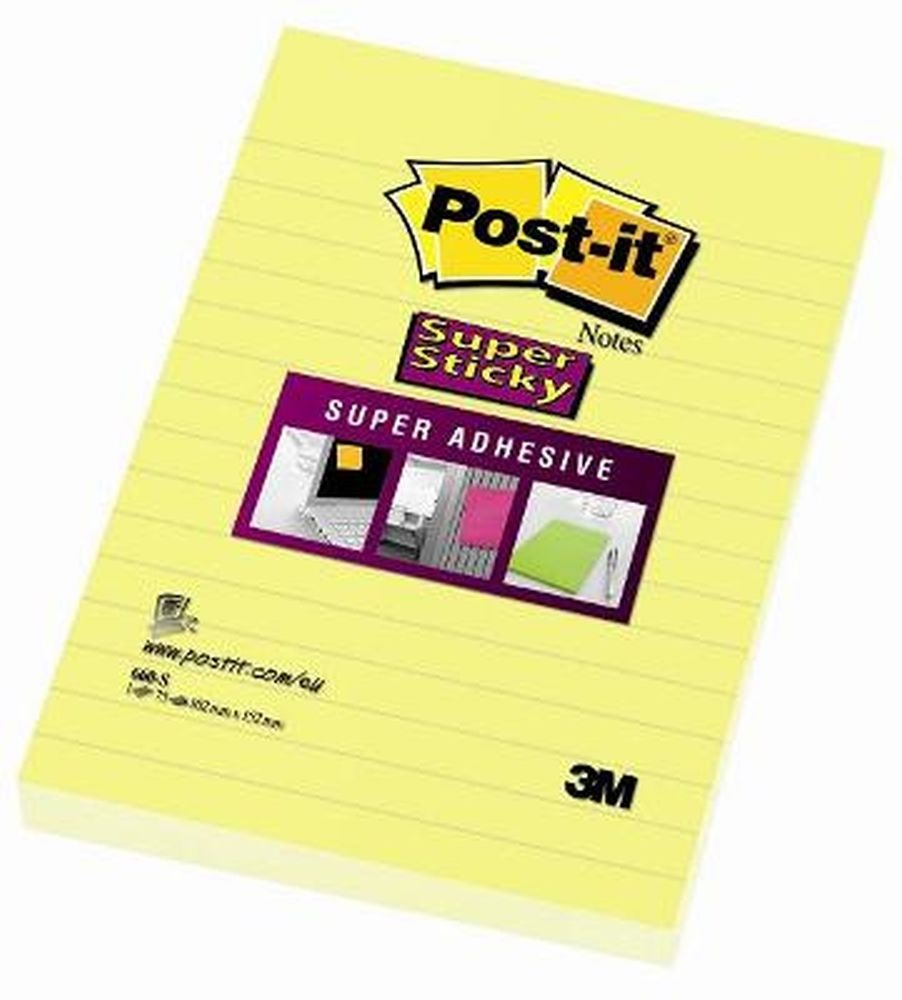 Post-it Super Sticky 102x152mm vonalas 90 lapos nárciszsárga jegyzettömb