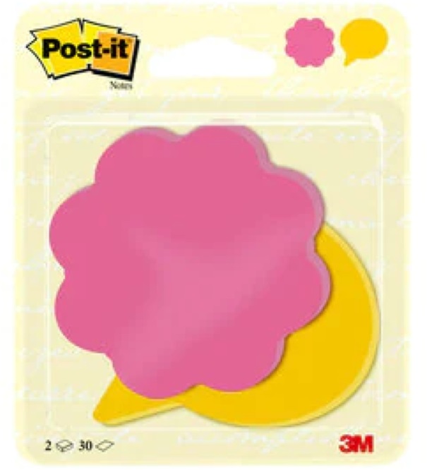 Post-it Virág és Szövegbuborék alakú 2x30lap 72,5x72,5mm öntapadó jegyzettömb