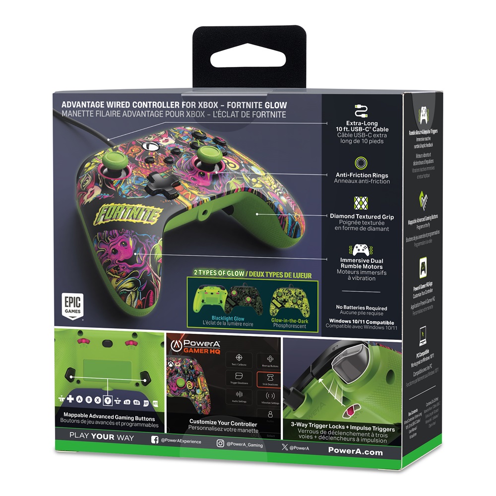 PowerAXBGP0438-01 Advantage Xbox Series X|S/Xbox One/PC vezetékes Fortnite Glow kontroller