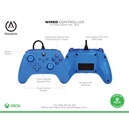 PowerA 1519367-01 Xbox Series X|S/Xbox One vezetékes kék kontroller