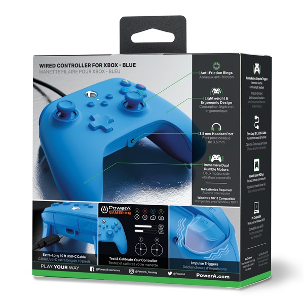 PowerA 1519367-01 Xbox Series X|S/Xbox One vezetékes kék kontroller