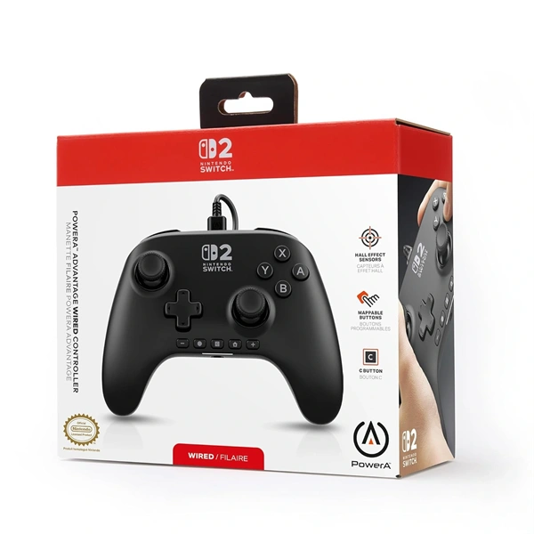 PowerA Advantage fekete Nintendo Switch 2 vezetékes kontroller