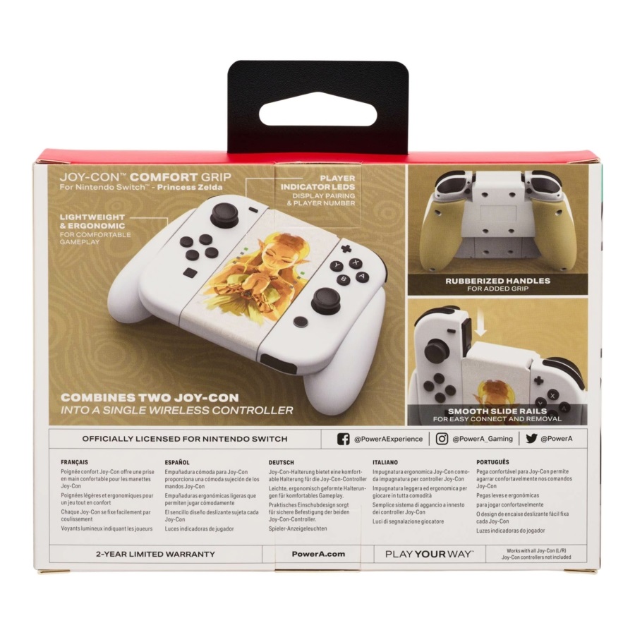 PowerA NSAC0059-01 Comfort Grip Nintendo Switch Joy-Con Princess Zelda fehér kontroller markolat