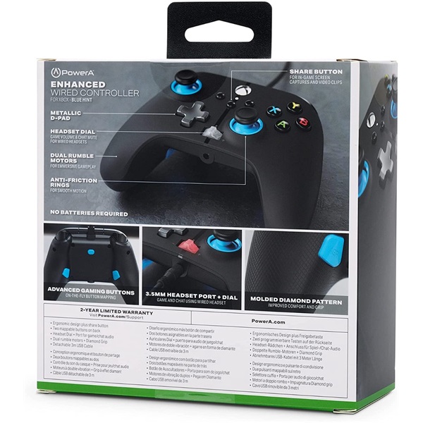 PowerA 1518817-01 Enhanced Xbox Series X|S/Xbox One/PC vezetékes fekete-kék kontroller