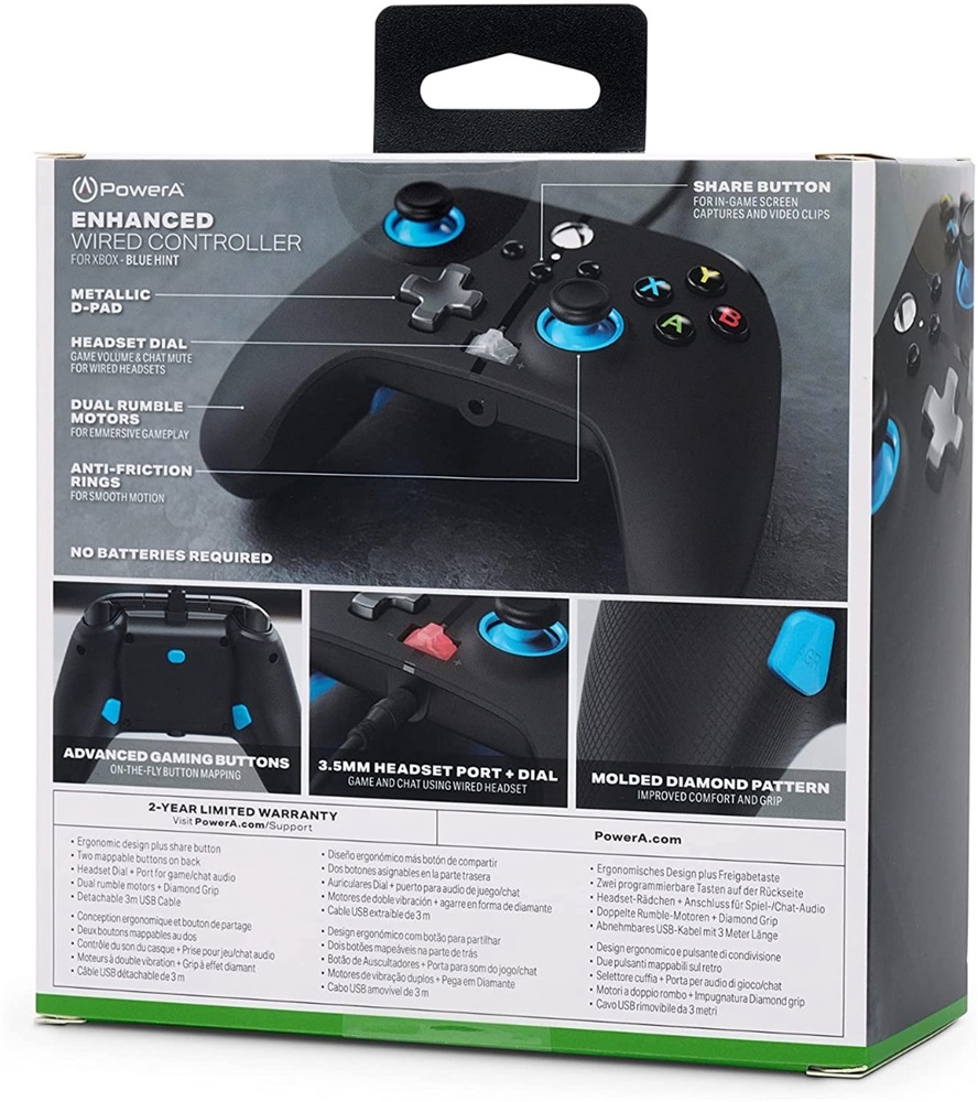 PowerA 1518817-01 Enhanced Xbox Series X|S/Xbox One/PC vezetékes fekete-kék kontroller