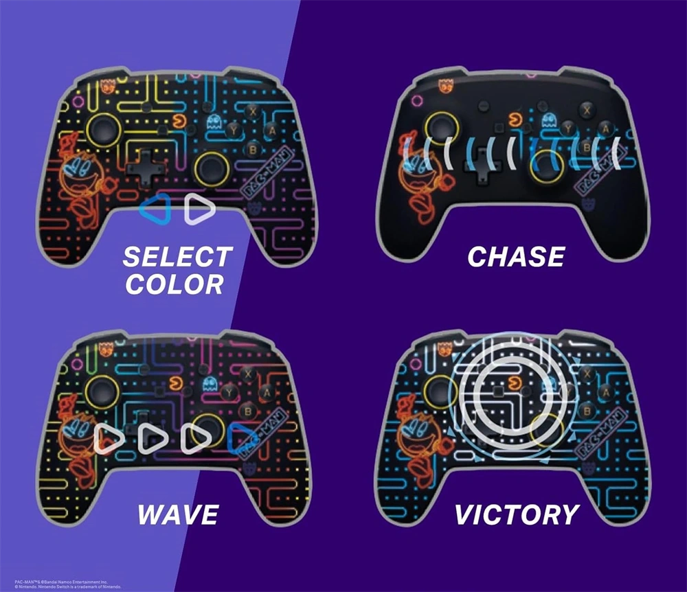 PowerA Enhanced Lumectra Nintendo Switch Pac Man, Neon Arcade vezeték nélküli kontroller