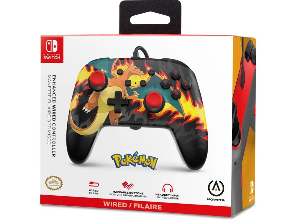 PowerA NSGP0283-01 Enhanced Nintendo Switch vezetékes Charizard Firestorm kontroller