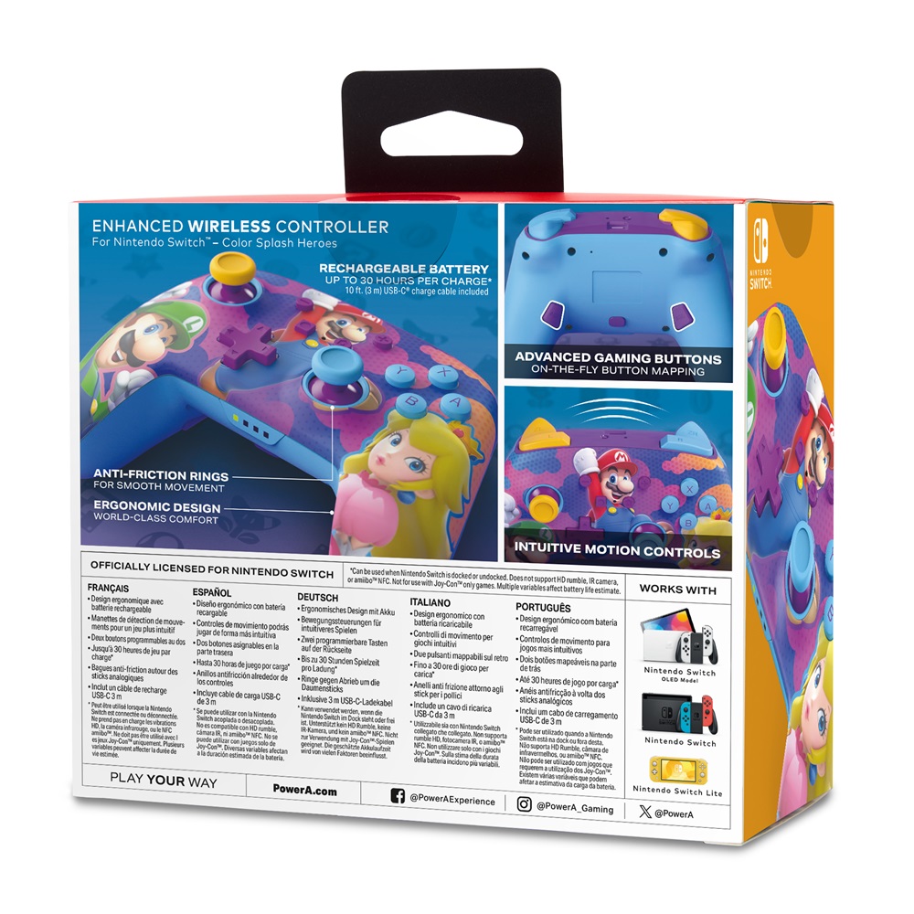 PowerA NSGP0287-01 Enhanced Nintendo Switch vezeték nélküli Color Splash Heroes kontroller