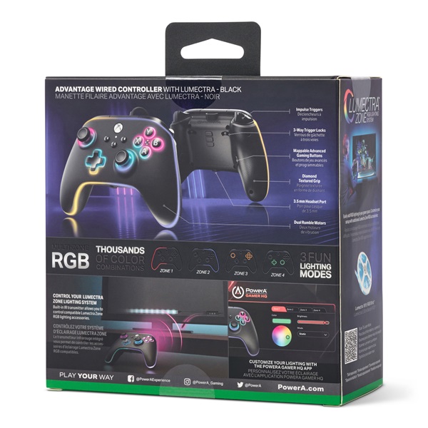PowerA XBGP0140-01 Advantage Xbox Series X|S/Xbox One vezetékes Lumectra LED kontroller
