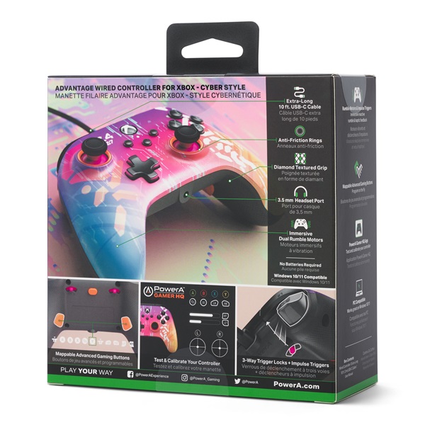 PowerA XBGP0186-01 Advantage Xbox Series X|S/Xbox One vezetékes Cyber Style kontroller