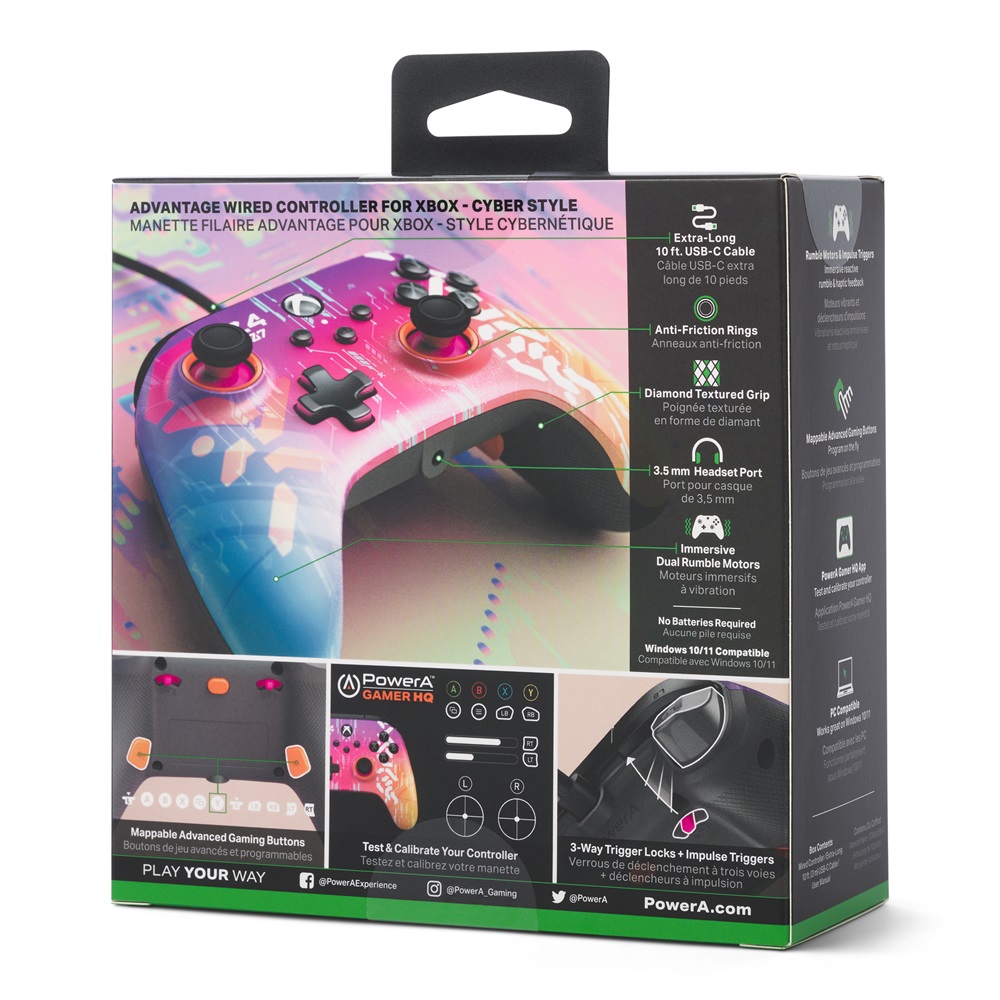 PowerA XBGP0186-01 Advantage Xbox Series X|S/Xbox One vezetékes Cyber Style kontroller