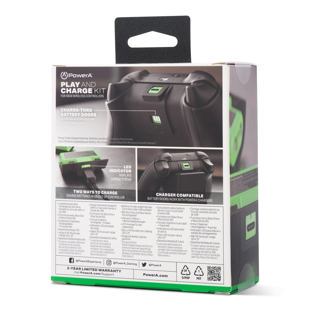 PowerA XBPW0119-01 Play & Charge Xbox Series X|S/Xbox One USB-C zöld töltőszett