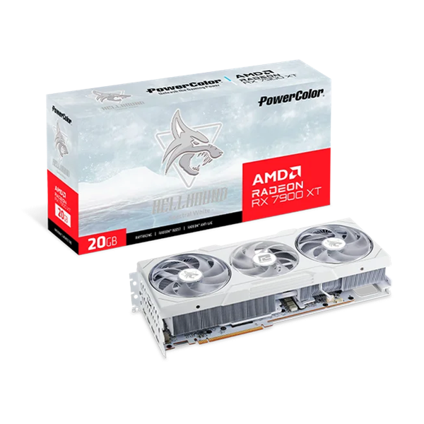 PowerColor Hellhound Spectral White Radeon RX 7900 XT AMD 20GB GDDR6 320bit PCIe videókártya