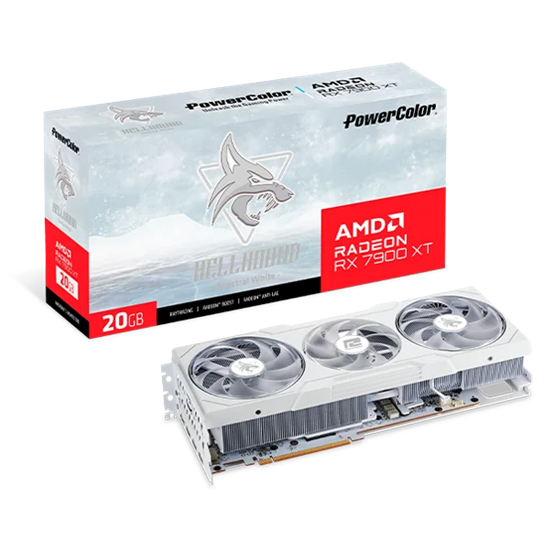 PowerColor Hellhound Spectral White Radeon RX 7900 XT AMD 20GB GDDR6 320bit PCIe videókártya