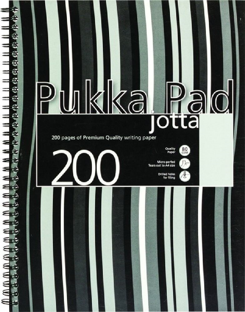 Pukka Pad  Jotta Pad A5 PP 200 oldalas fekete csíkos vonalas spirálfüzet