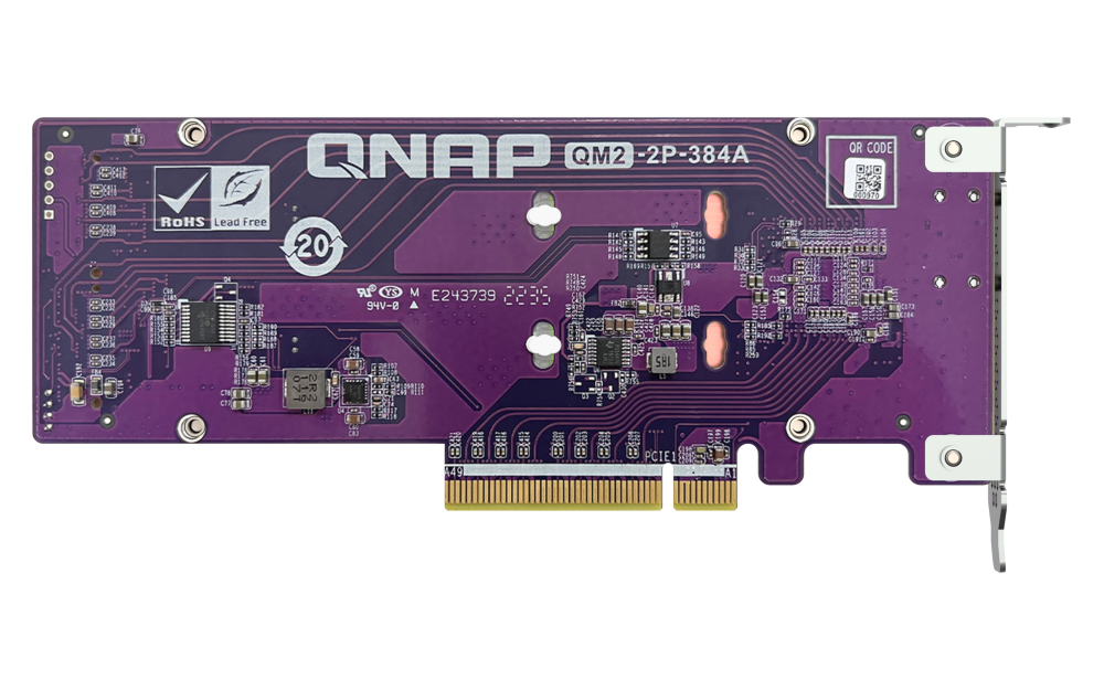 QNAP QM2-2P-384A 2x M.2 SSD port bővítő kártya, PCIe