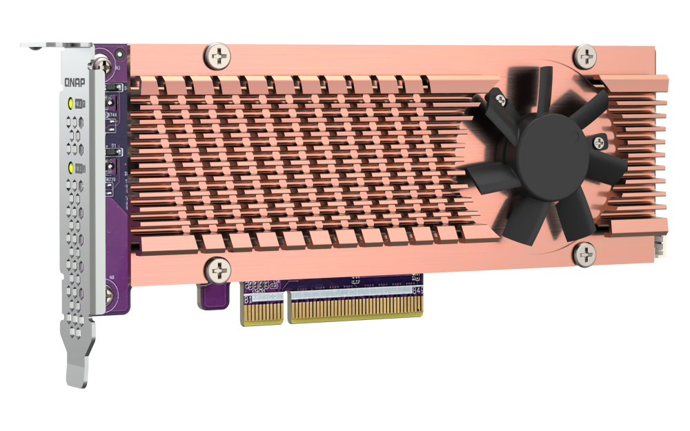 QNAP QM2-2P-384A 2x M.2 SSD port bővítő kártya, PCIe