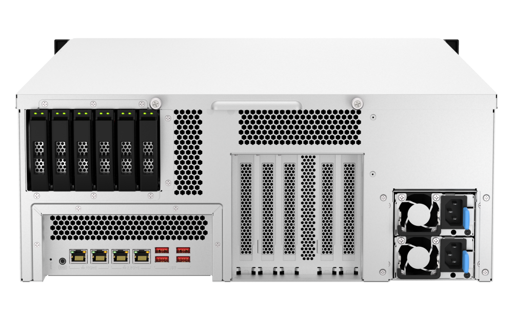 QNAP TS-h3087XU-RP-E2378-64G 30xSSD/HDD 4U rackbe szerelhető hibrid ZFS NAS