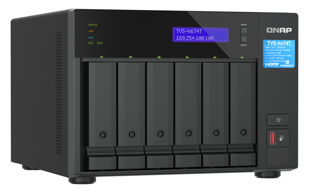 QNAP TVS-h674T-i5-32G 6xSSD/HDD Thunderbolt NAS