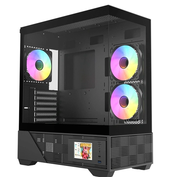 RAIDMAX i803BF LCD kijelzős BLACK ATX számítógépház